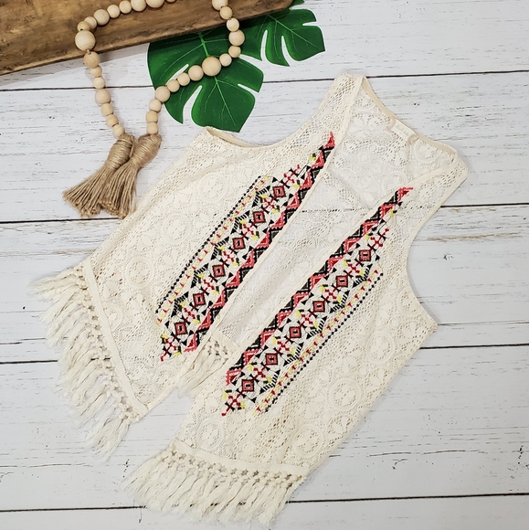 Altar'd State Tops - Alter'd State Boho Festival Lace Fringe Vest